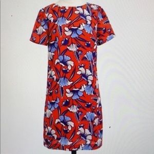 J. Crew red white blue floral gallery shift dress